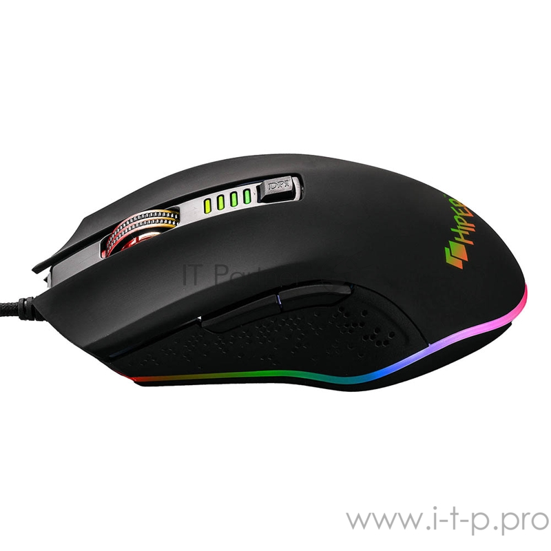 Игровая мышь чёрная HIPER Genome GM-5 (USB, 6 кнопок, 6400 dpi, RGB подсветка)