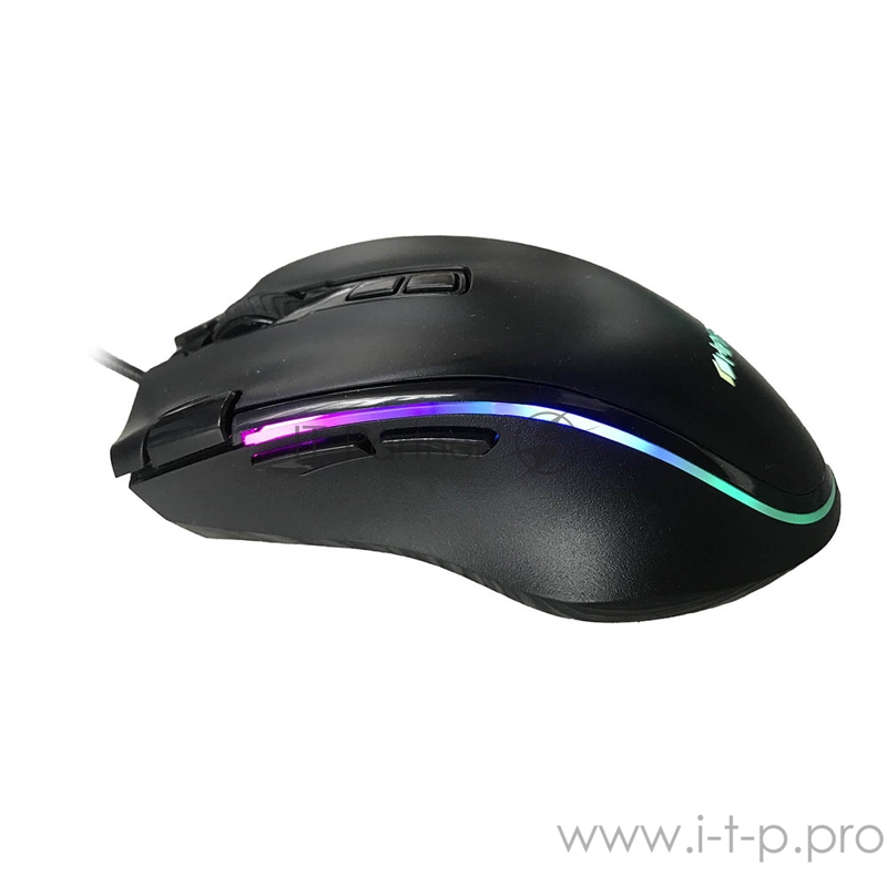 Игровая мышь чёрная HIPER Genome GM-1 (USB, 7 кнопок, 4800 dpi, RGB подсветка)