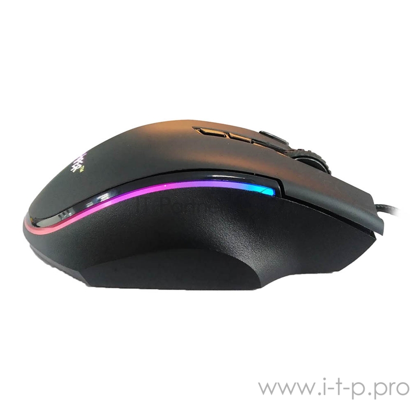 Игровая мышь чёрная HIPER Genome GM-1 (USB, 7 кнопок, 4800 dpi, RGB подсветка)