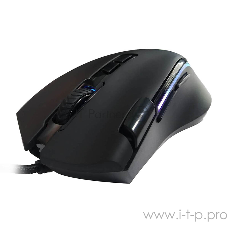 Игровая мышь чёрная HIPER Genome GM-1 (USB, 7 кнопок, 4800 dpi, RGB подсветка)