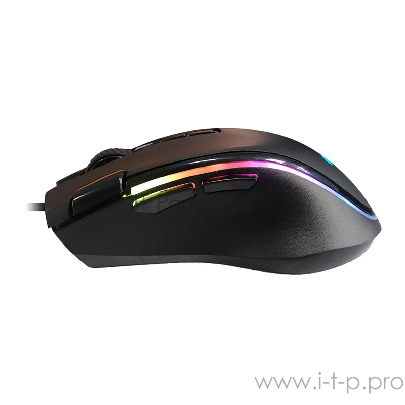 Игровая мышь чёрная HIPER Genome GM-1 (USB, 7 кнопок, 4800 dpi, RGB подсветка)