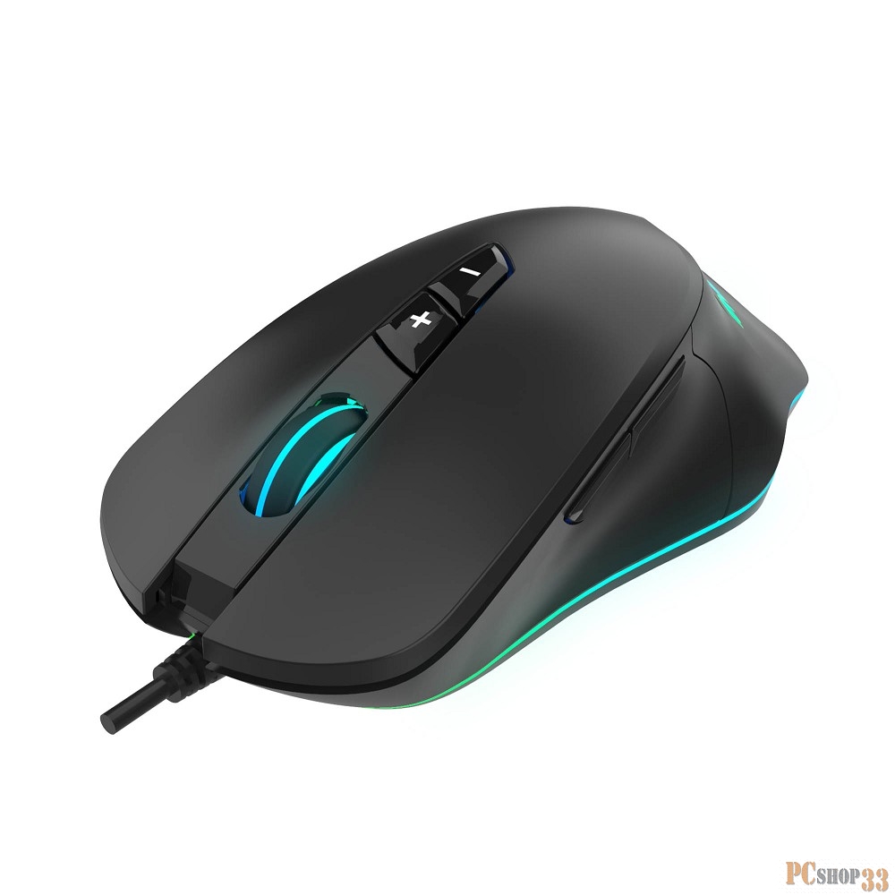 Игровая мышь HIPER RAVEN чёрная (USB, 7 кнопок, 5000 dpi, PAW3519, подсветка 7 цветов)