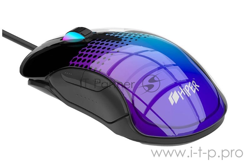 Игровая мышь HIPER GMUS-2000 ASASSIN чёрная (USB, 7 кнопок, 12000 dpi, SPCP6662, Huano white, RGB подсветка)