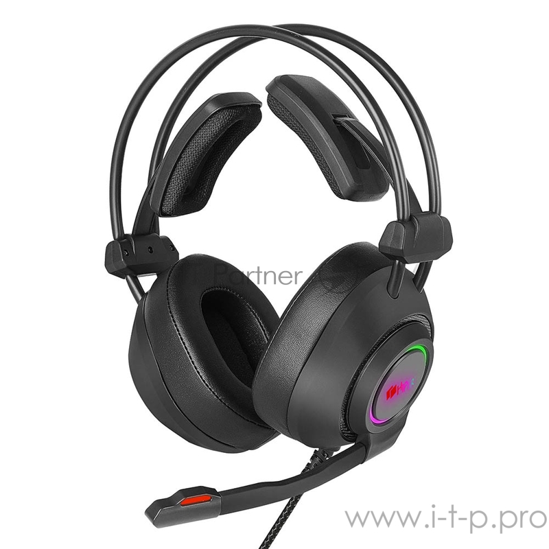 Игровая гарнитура черная HIPER Deeper (jack 3.5 мм, 50 мм, RGB подсветка)