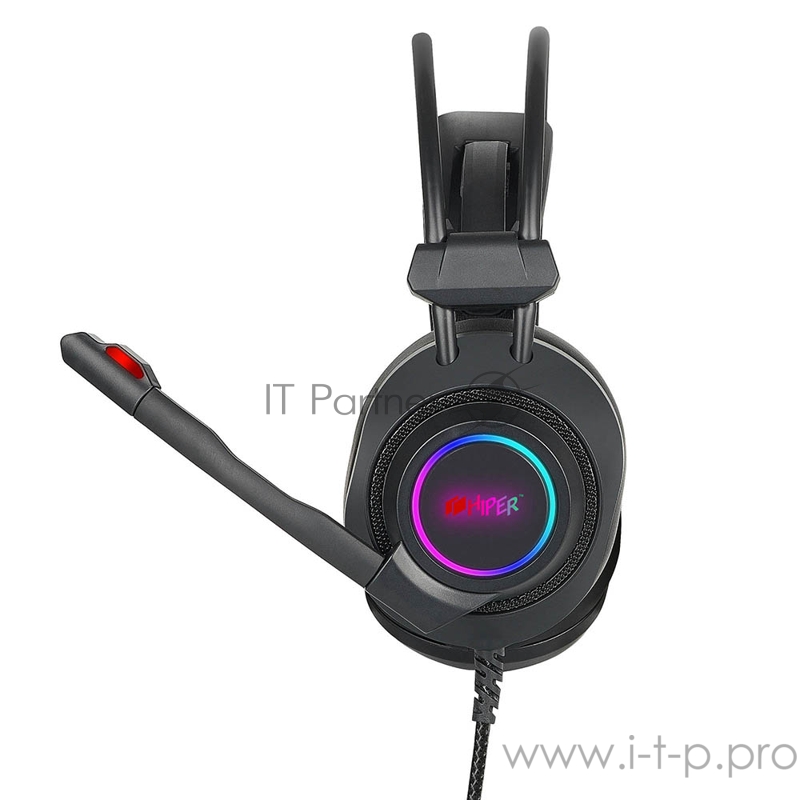 Игровая гарнитура черная HIPER Deeper (jack 3.5 мм, 50 мм, RGB подсветка)