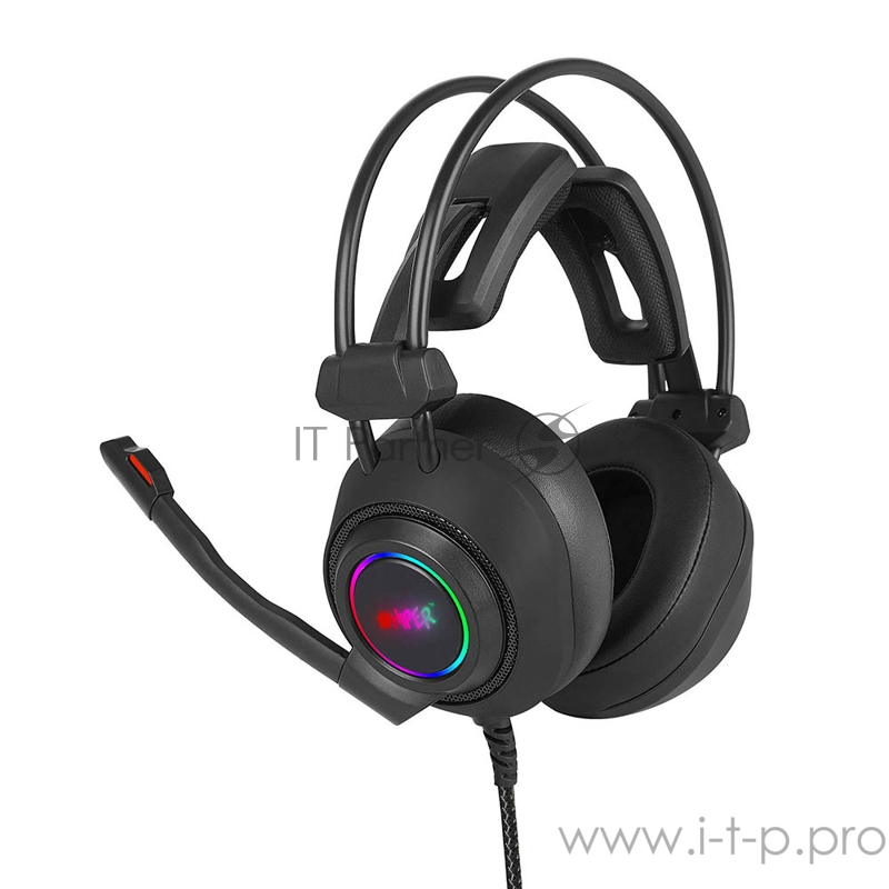 Игровая гарнитура черная HIPER Deeper (jack 3.5 мм, 50 мм, RGB подсветка)