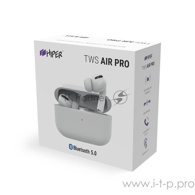 Наушники Hiper TWS AIR PRO Bluetooth 5.0 гарнитура Li-Pol 2x30mAh белый