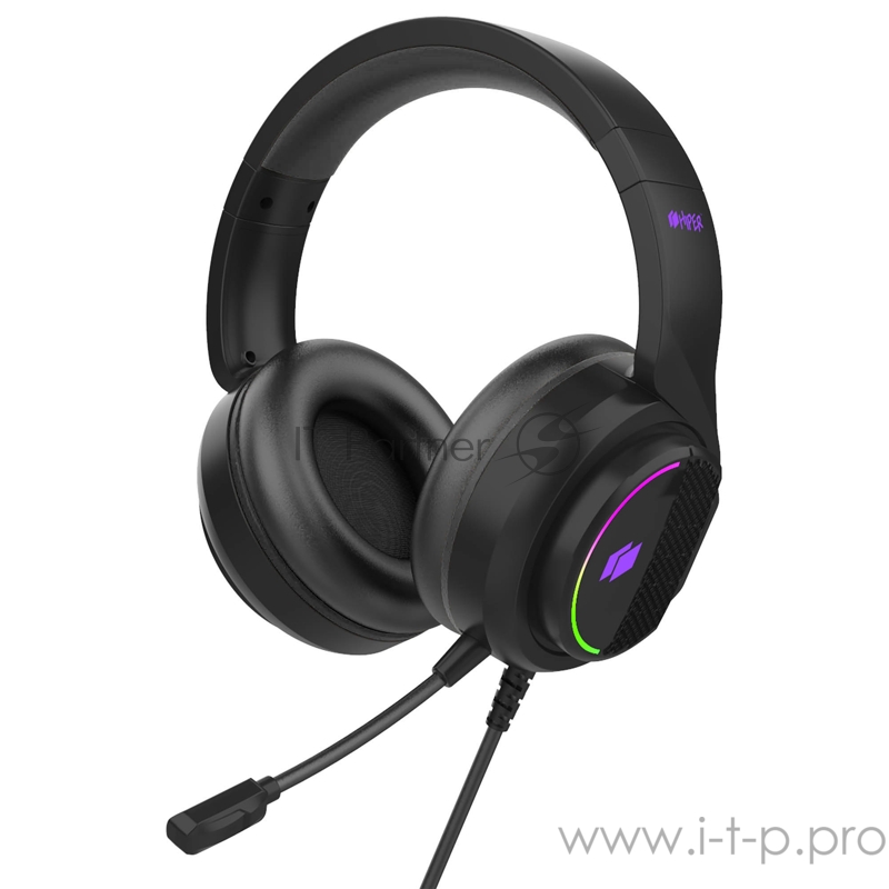 Игровая гарнитура чёрная HIPER Lunatic (7.1, 40 мм, USB, RGB подсветка)