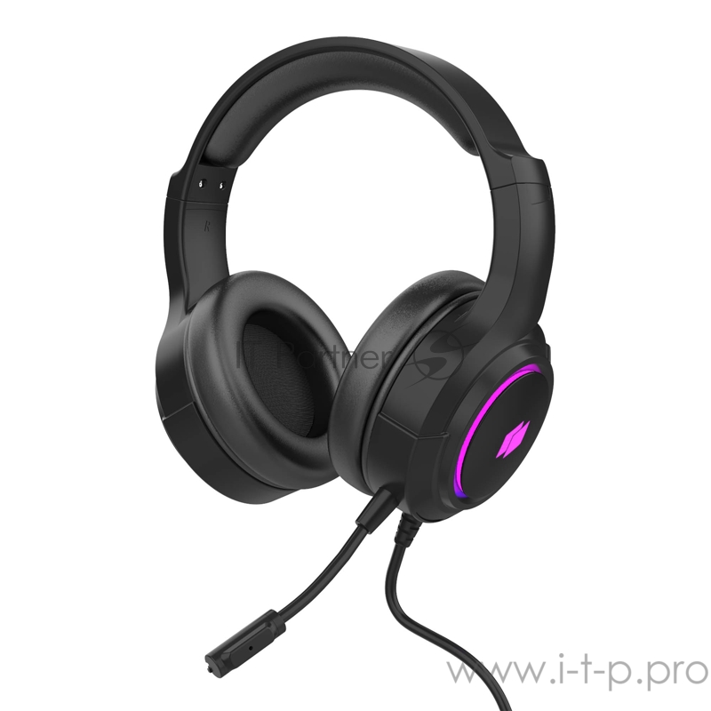 Игровая гарнитура чёрная HIPER HS-110PRO Rondo (7.1, 50 мм, USB, RGB подсветка)