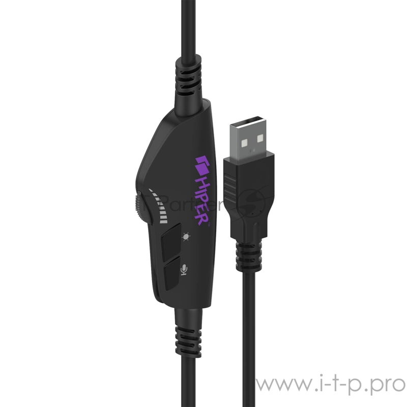 Игровая гарнитура чёрная HIPER HS-110PRO Rondo (7.1, 50 мм, USB, RGB подсветка)