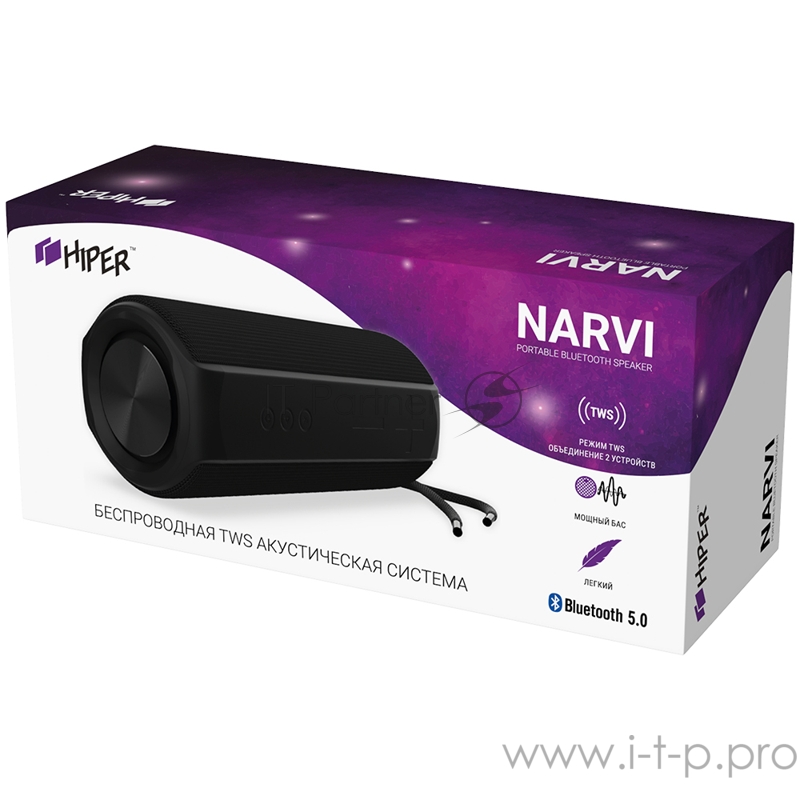 Активная акустическая система HIPER NARVI Black, H-TS2, 20 ВТ,130 Гц - 18 кГц,4000 мАч, BT 5,0,Hands-free,Type C