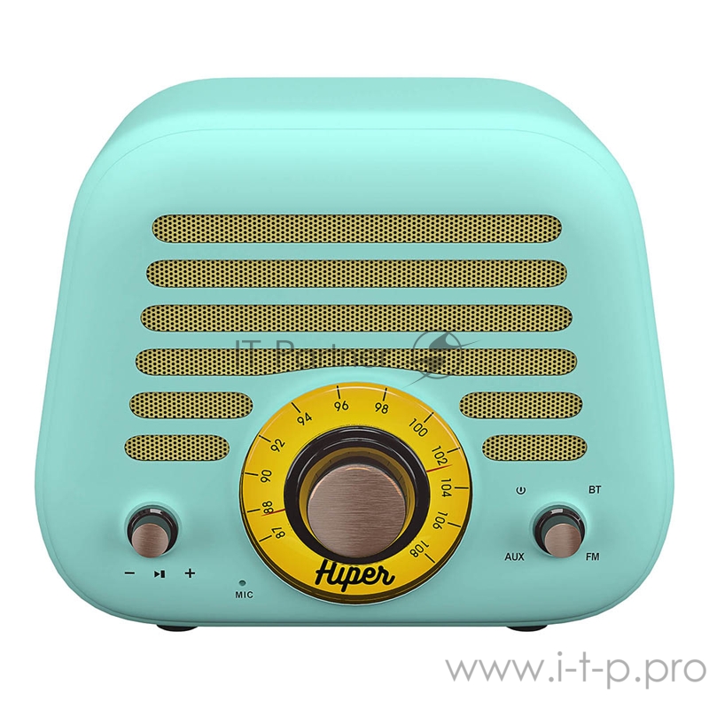 Активная акустическая система HIPER RETRO L Cyan, H-OT5, 5 ВТ,60 Гц - 18 кГц,1800 мАч, BT 5,0,Hands-free,Micro-USB