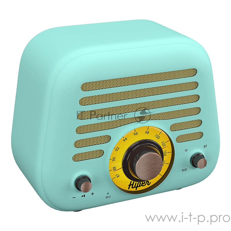 Активная акустическая система HIPER RETRO L Cyan, H-OT5, 5 ВТ,60 Гц - 18 кГц,1800 мАч, BT 5,0,Hands-free,Micro-USB