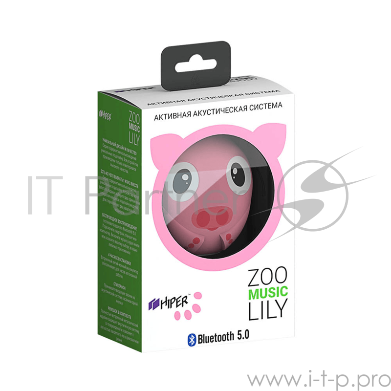 Акустическая система HIPER Портативная акустическая система Bluetooth Speaker HIPER ZOO Music Lily, Свинка