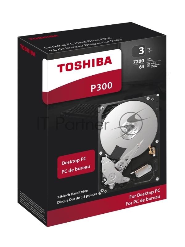 Жесткий диск 3TB Toshiba P300 (HDWD130EZSTA) {SATA 6.0Gb/s, 7200 rpm, 64Mb buffer, 3.5