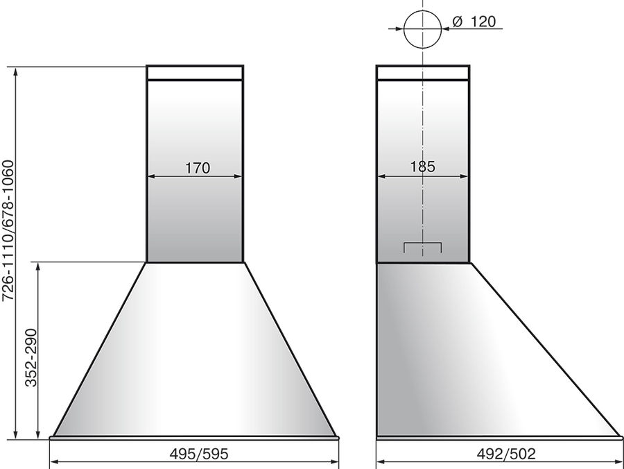 Вытяжка каминная ELIKOR Эпсилон 60П-430-П3Л медный антик/золотистый