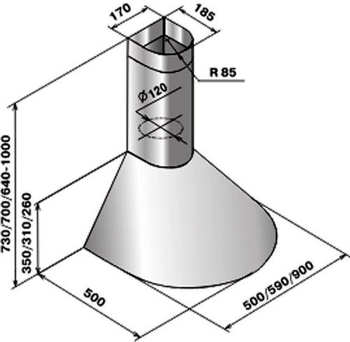 Вытяжка купольная ELIKOR Эпсилон 50П-430-П3Л медный антик/золото