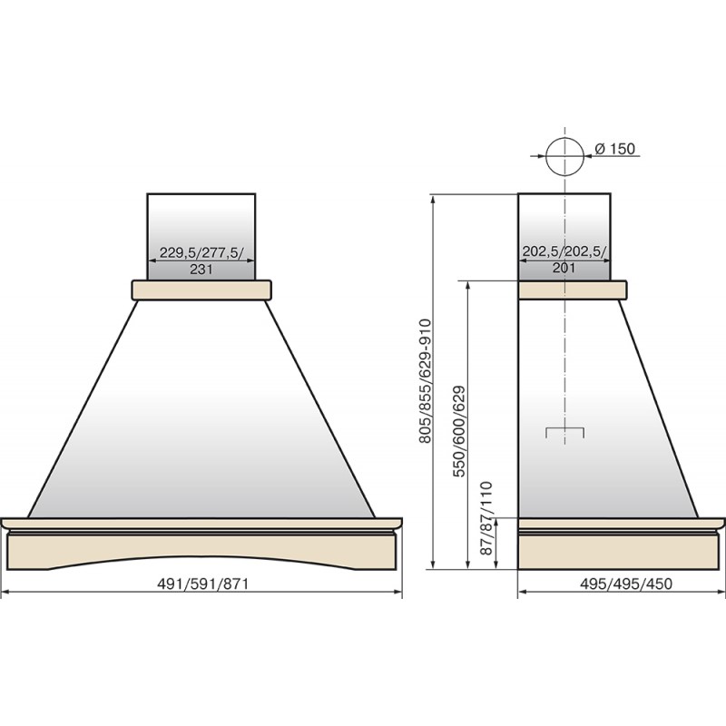 Вытяжка каминная ELIKOR Вилла 60П-650-П3Л белый/дуб неокраш