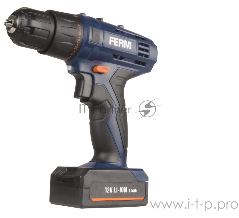 Шуруповерт FERM Li-Ion 12V CDM1119 напряжение 12В/емкость аккумулятора - 1,5Ач/макс.крут.момент (жест./мягк.) заворачивание - 20/10/число оборотов х/х - 350-1300 об/мин/диаметр отверстияВ стали/древесине - 6/20 мм