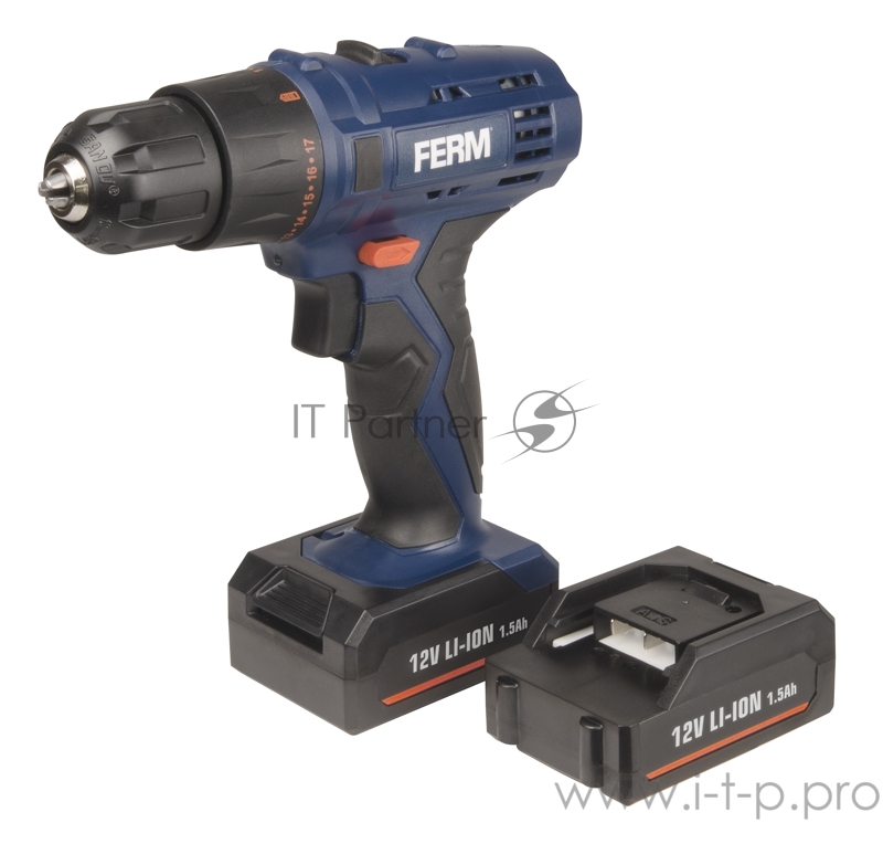 Шуруповерт FERM Li-Ion 12V CDM1119 напряжение 12В/емкость аккумулятора - 1,5Ач/макс.крут.момент (жест./мягк.) заворачивание - 20/10/число оборотов х/х - 350-1300 об/мин/диаметр отверстияВ стали/древесине - 6/20 мм