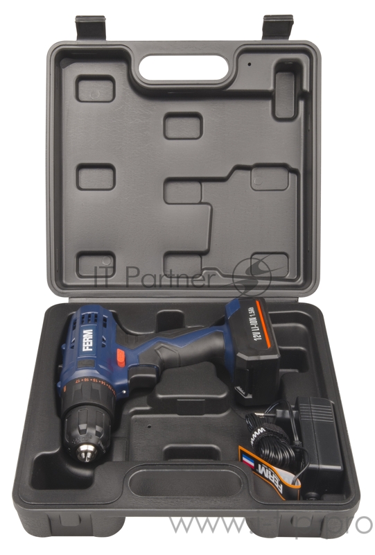 Шуруповерт FERM Li-Ion 12V CDM1119 напряжение 12В/емкость аккумулятора - 1,5Ач/макс.крут.момент (жест./мягк.) заворачивание - 20/10/число оборотов х/х - 350-1300 об/мин/диаметр отверстияВ стали/древесине - 6/20 мм