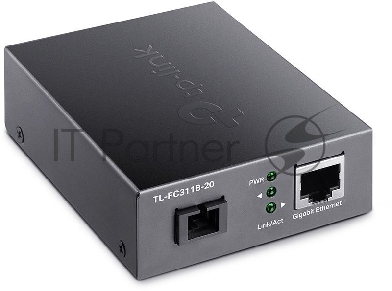 Медиаконвертер Gigabit WDM media converter, 9/125μm Single-mode Fiber, 1 SC Fiber port, 1 100/1000Mbps RJ-45 port, wave length 1310nm/1550nm