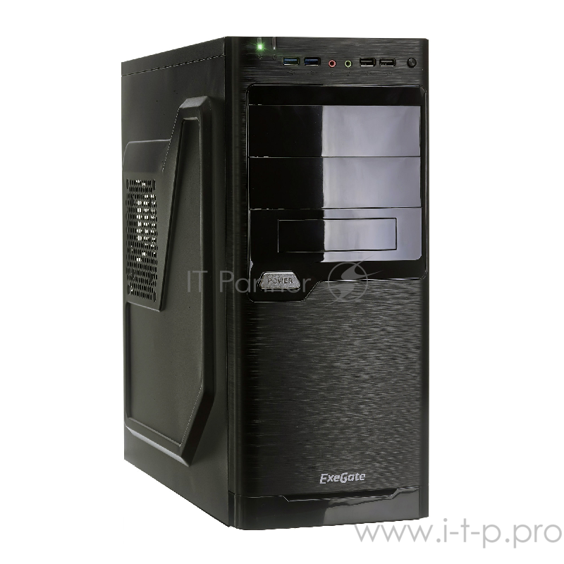 Корпус Miditower ExeGate XP-330U Black, ATX, <XP400, Black,120mm>, 2*USB+2*USB3.0, Audio