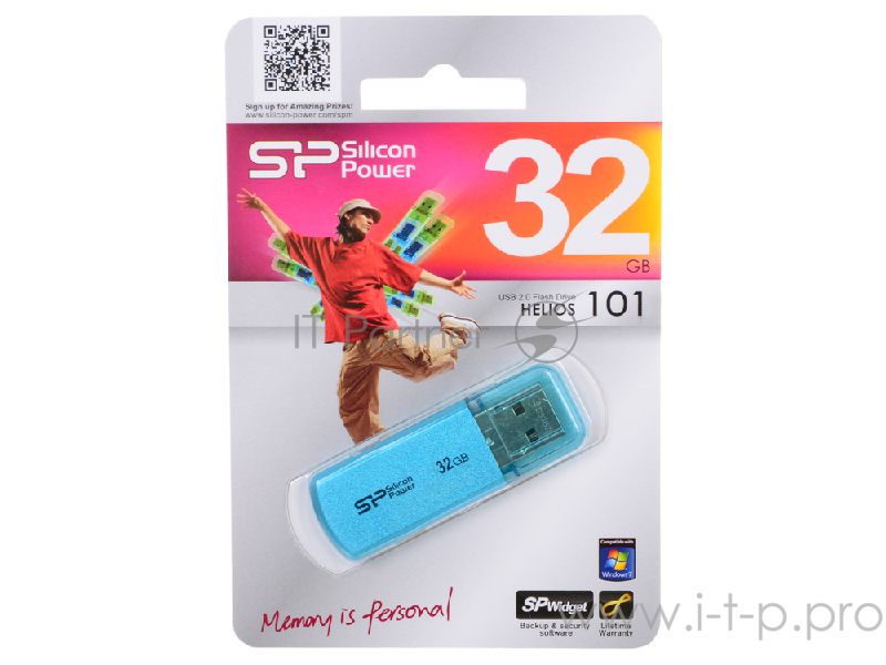 Накопитель USB flash 32ГБ Silicon Power Helios 101 SP032GBUF2101V1B, голубой (USB2.0)