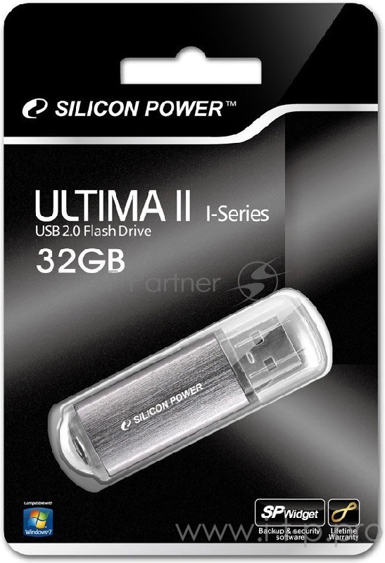 Накопитель USB flash 32ГБ Silicon Power ULTIMA II SP032GBUF2M01V1S, серебр. (USB2.0)