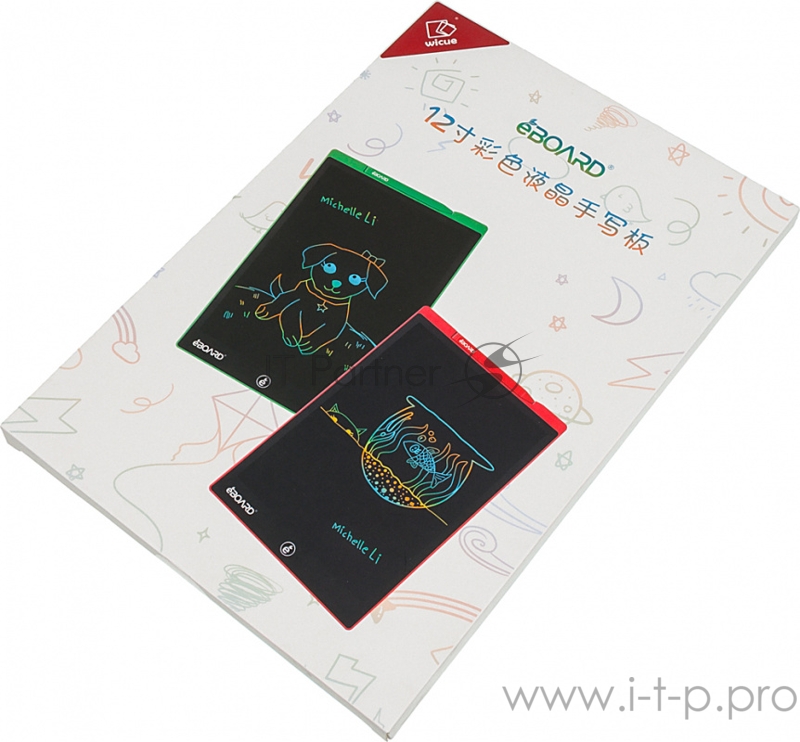 Графический планшет Xiaomi Wicue 12 красный с цветным пером (пишет разными цветами)