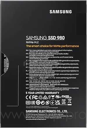 SSD M.2 (PCI-E NVMe) 1Tb Samsung 980 (R3500/W3000MB/s) (MZ-V8V1T0BW)