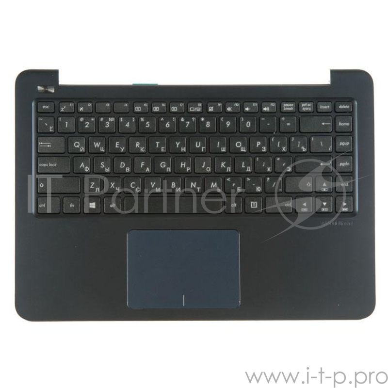 клавиатура для ноутбука Asus E402MA-2B с топкейсом, темно-синяя панель, черные кнопки, с тачпадом