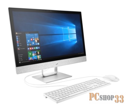 Моноблок HP Pavilion 24-r111ur 4GM28EA (Pentium G5400T-3.10ГГц, 4ГБ, 1ТБ, UHDG, LAN, WiFi, BT, WebCam, 23.8 1920x1080, W10 H) + клавиатура + мышь
