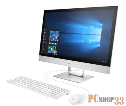 Моноблок HP Pavilion 24-r111ur 4GM28EA (Pentium G5400T-3.10ГГц, 4ГБ, 1ТБ, UHDG, LAN, WiFi, BT, WebCam, 23.8 1920x1080, W10 H) + клавиатура + мышь
