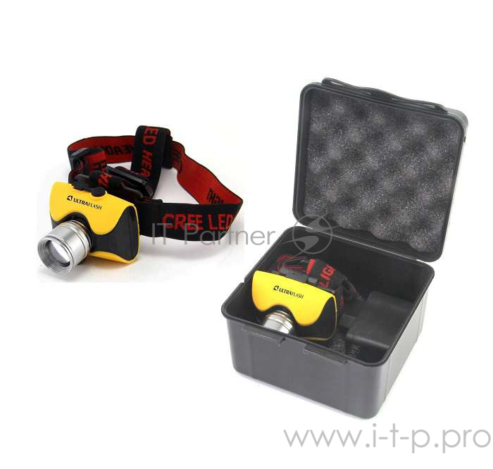 Ultraflash Фонари Ultraflash E157 (фонарь налобн аккум 220В, желтый, CREE 3 Ватт, фокус, 3 реж, пласт, бокс)