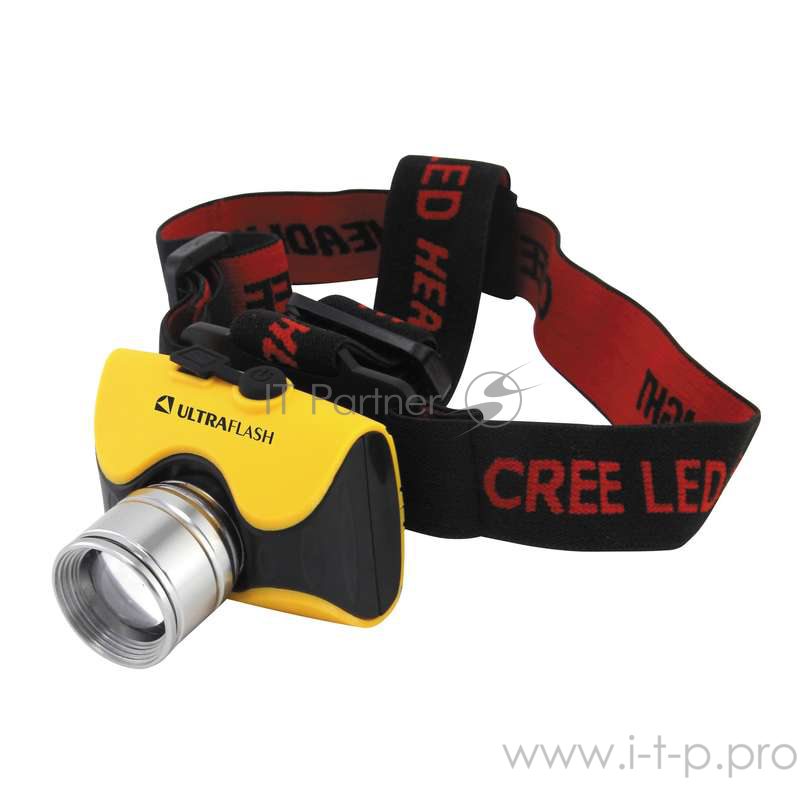Ultraflash Фонари Ultraflash E157 (фонарь налобн аккум 220В, желтый, CREE 3 Ватт, фокус, 3 реж, пласт, бокс)