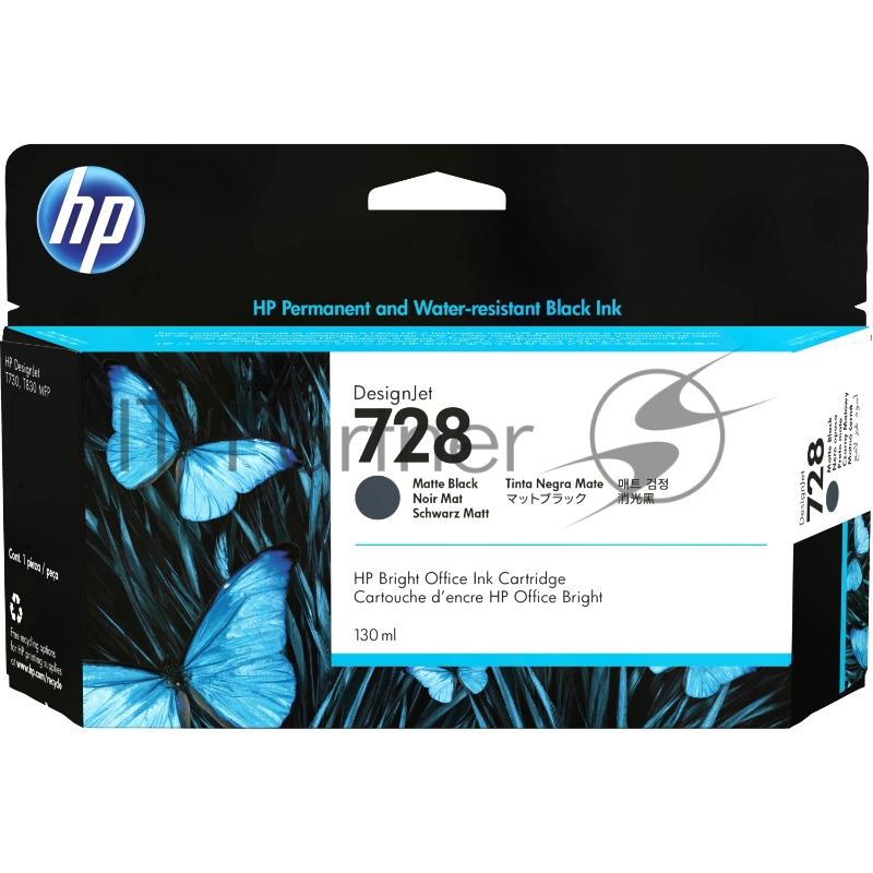 Картридж Cartridge HP 728 для DJ Т730/Т830, черный матовый (130мл)