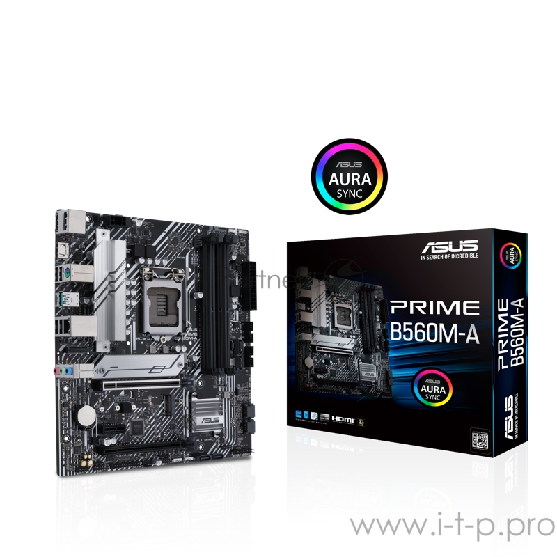 Материнская плата ASUS PRIME B560M-A, LGA1200, B560, 4*DDR4, DP+ 2* HDMI, SATA3 + RAID, Audio, Gb LAN, USB 3.2*6, USB 2.0*6, COM*1 header, LPT*1 header (w/o cable), mATX 90MB17A0-M0EAY0