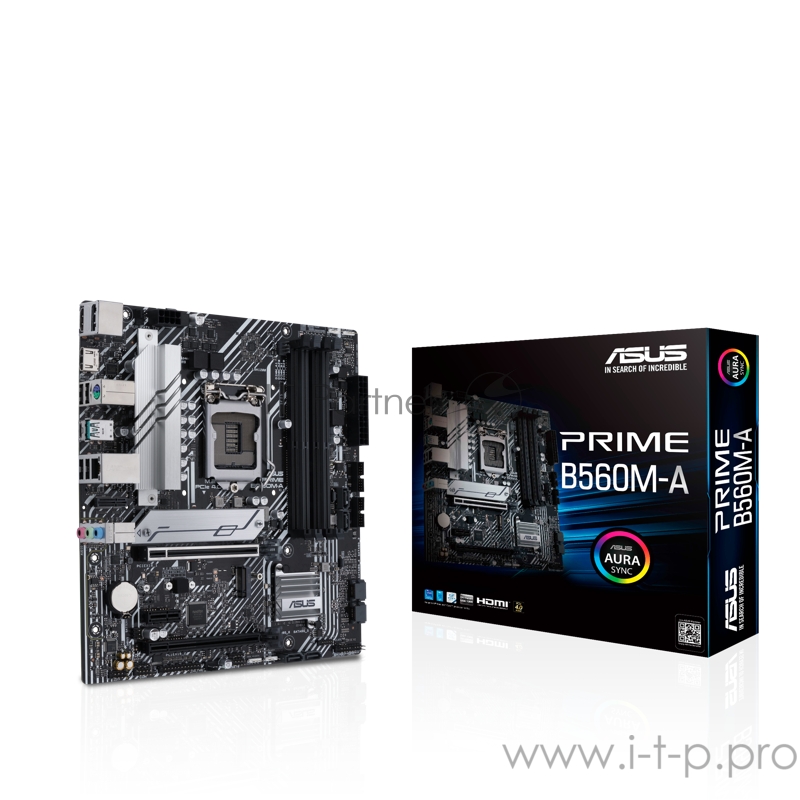 Материнская плата ASUS PRIME B560M-A, LGA1200, B560, 4*DDR4, DP+ 2* HDMI, SATA3 + RAID, Audio, Gb LAN, USB 3.2*6, USB 2.0*6, COM*1 header, LPT*1 header (w/o cable), mATX 90MB17A0-M0EAY0