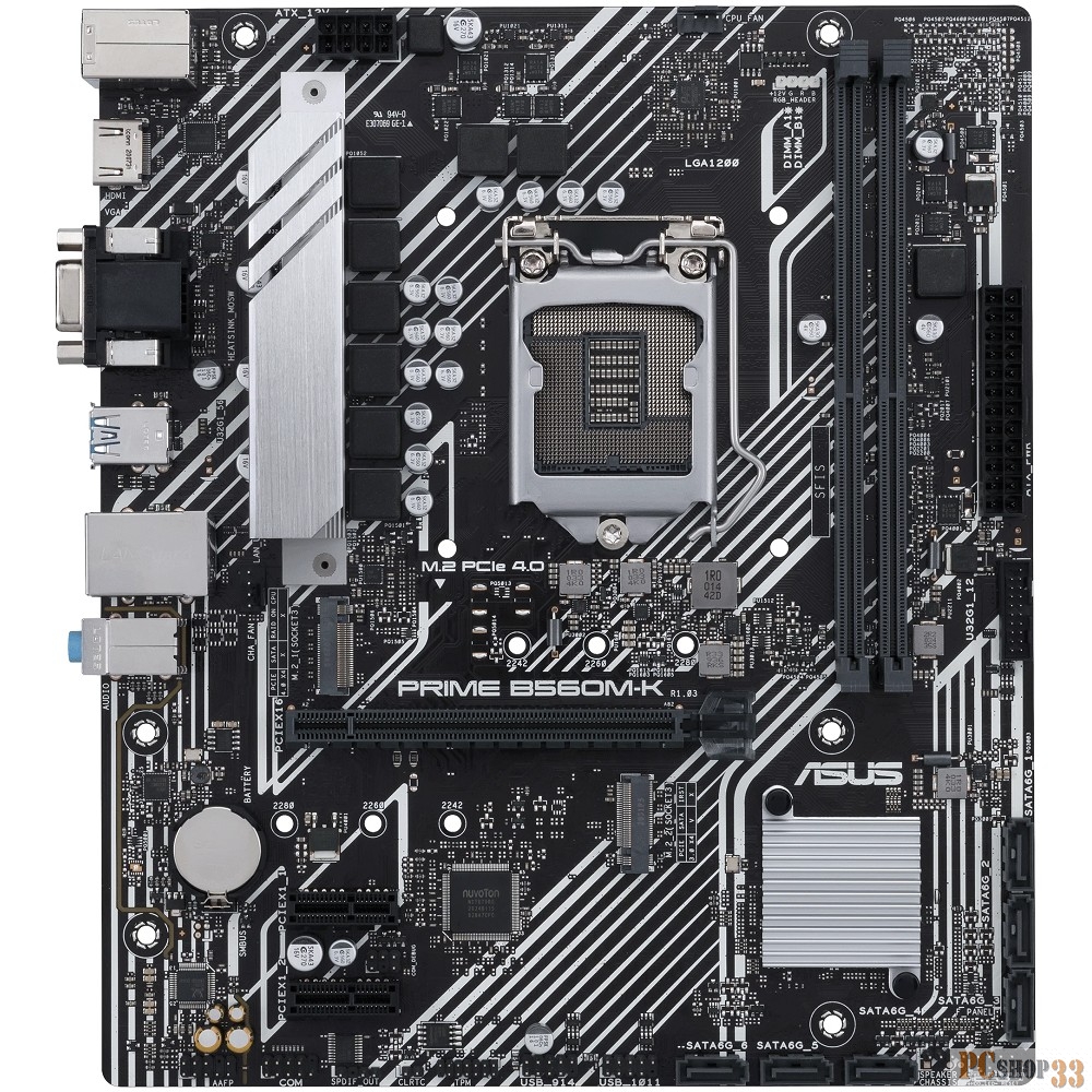 Материнская плата ASUS PRIME B560M-K, LGA1200, B560, 2*DDR4, D-Sub + HDMI, SATA3 + RAID, Audio, Gb LAN, USB 3.2*6, USB 2.0*6, COM*1 header (w/o cable), mATX 90MB16S0-M0EAY0