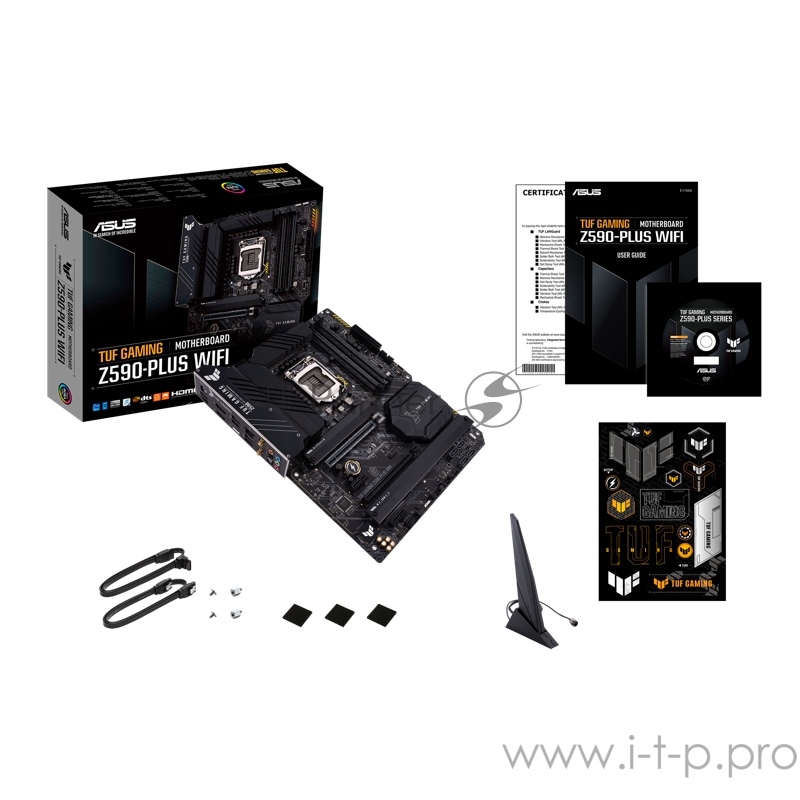 Материнская плата ASUS TUF GAMING Z590-PLUS WIFI, LGA1200, Z590, 4*DDR4, DP+HDMI, CrossFireX, SATA3 + RAID, Audio, Gb LAN, USB 3.2*8, USB 2.0*2, COM*1 header (w/o cable), ATX 90MB16C0-M0EAY0