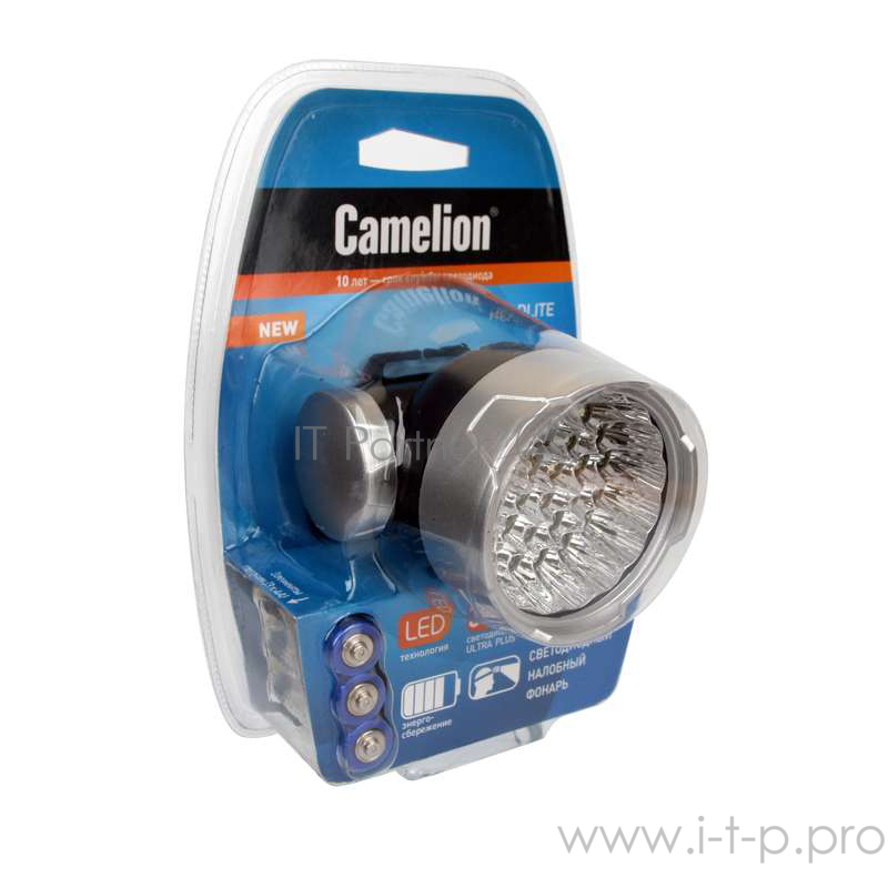 Camelion Фонари Camelion LED5325-30Mx (фонарь налобн, металлик 30 ультра ярк LED, 4 реж, 3XR6 в компл, пласт