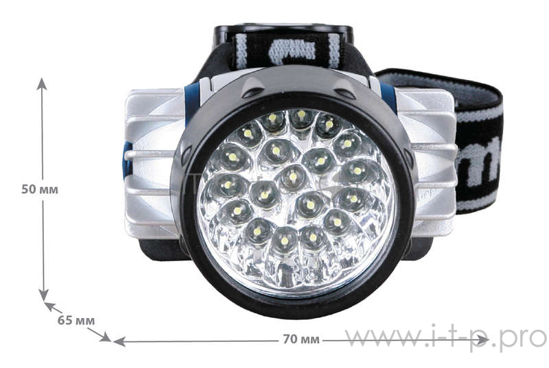 Camelion Фонари Camelion LED5323-19Mx (фонарь налобн, металлик,19 ультра ярк LED, 4 реж, 3XR03 в компл, пласт, блис)