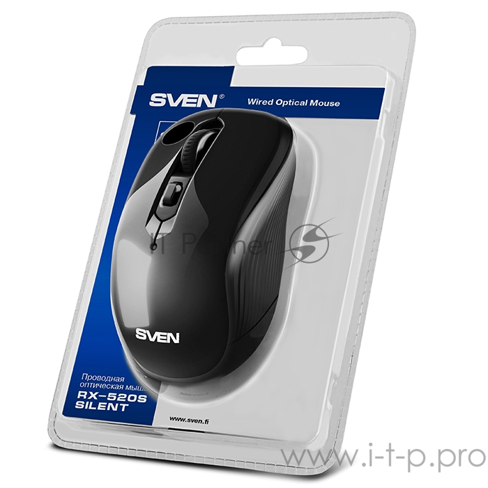 Мышь SVEN RX-520S USB чёрная (бесшумн. клав, 5+1кл. 3200DPI)
