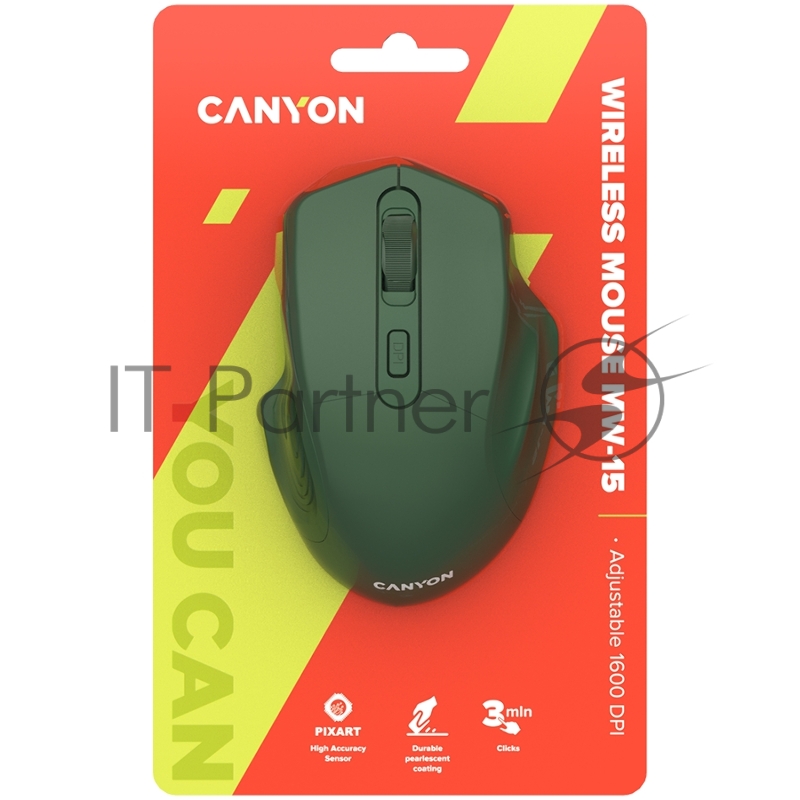 Мышь CANYON 2.4GHz Wireless Optical Mouse with 4 buttons, DPI 800/1200/1600, Special military, 115*77*38mm, 0.064kg