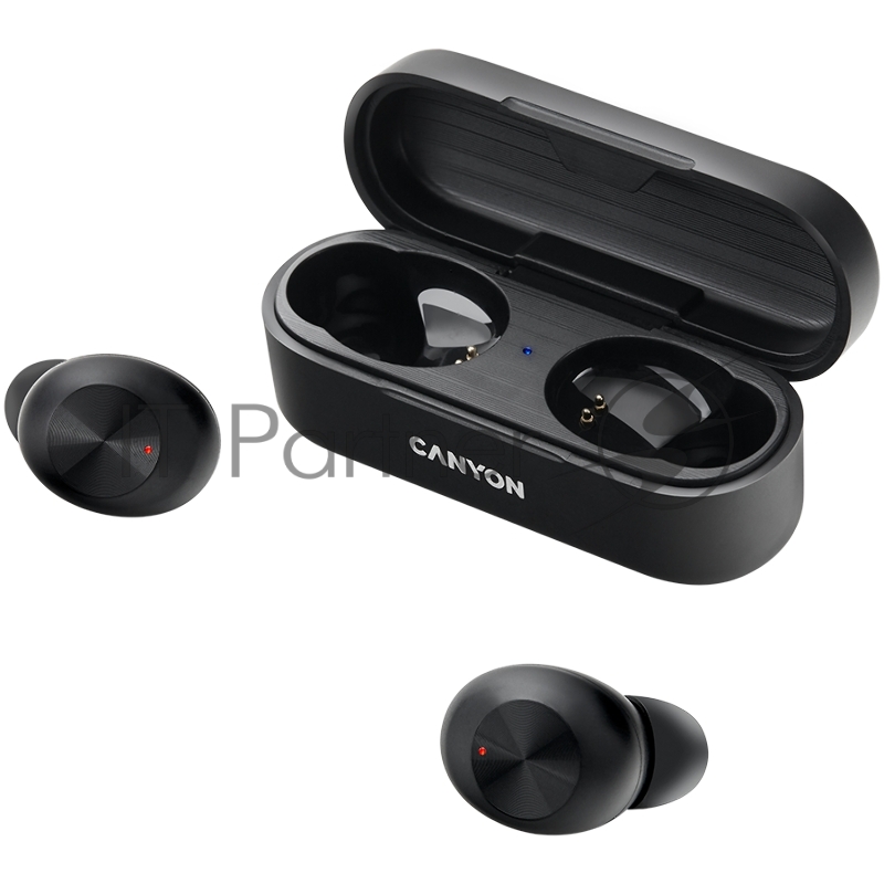 Гарнитура Canyon TWS-1 Bluetooth headset, with microphone, BT V5.0, Bluetrum AB5376A2, battery EarBud 45mAh*2+Charging Case 300mAh, cable length 0.3m, 66*28*24mm, 0.04kg, Black