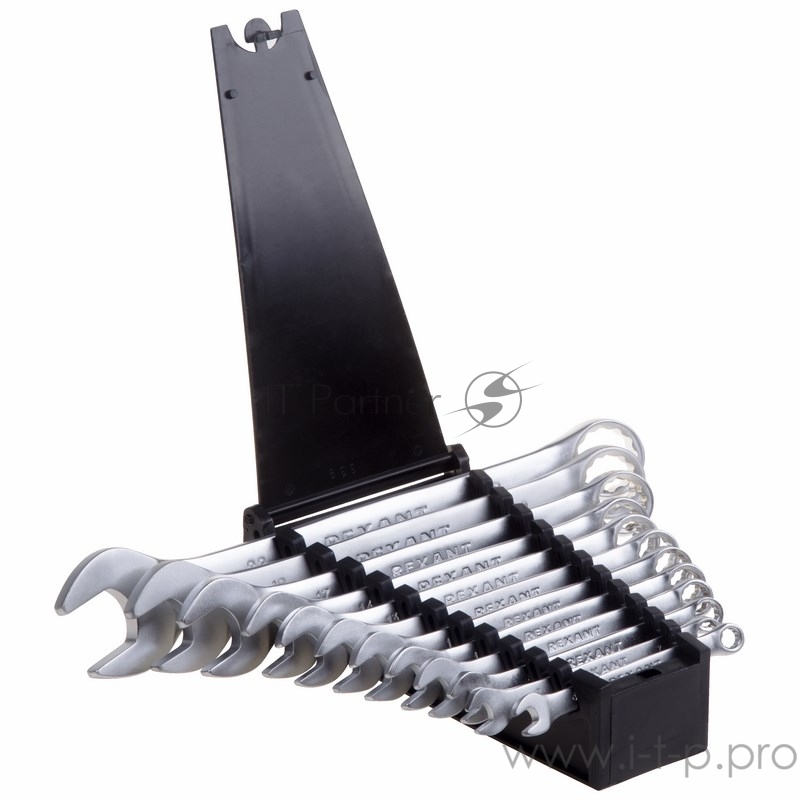 Набор ключей комбинированных REXANT (6-14, 17, 19, 22 мм), 12 шт., CrV, зеркальное хромирование