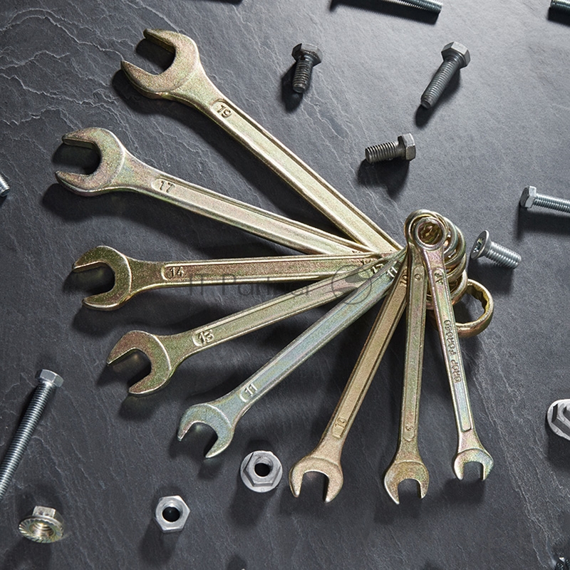 Набор ключей комбинированных REXANT (8-11, 13, 14, 17, 19 мм), 8 шт., желтый цинк