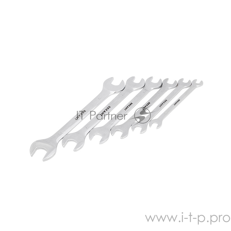 Набор ключей рожковых REXANT (8-19 мм), 6 шт., CrV, зеркальное хромирование