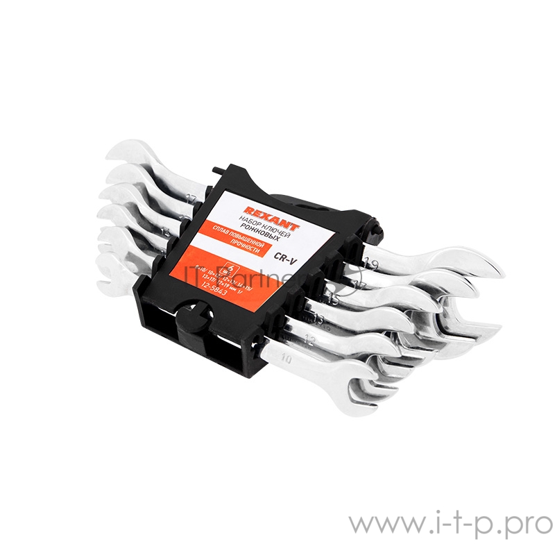 Набор ключей рожковых REXANT (8-19 мм), 6 шт., CrV, зеркальное хромирование